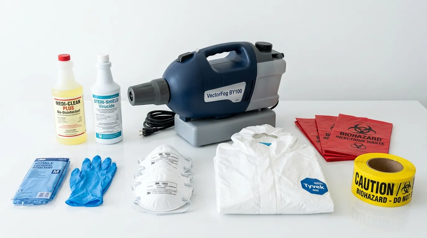 Professional biohazard remediation crew working in Girard