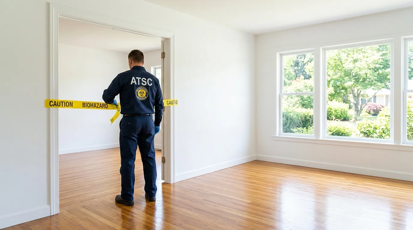 Certified biohazard cleanup crew performing Decomposition Cleanup in Girard